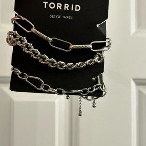Torrid Silver Set of 3 Silver Clasp/Chain Link Bracelets